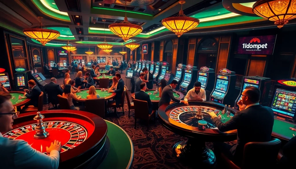 Engage with i1dompet's thrilling casino gaming experience featuring poker, roulette, and vibrant slot machines.