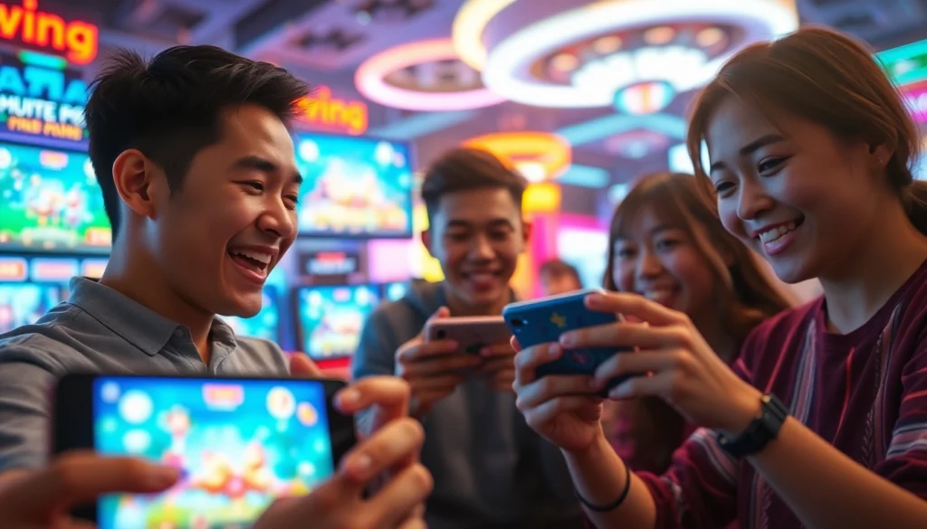 Engaged players enjoying the awin 68 68 card game in a vibrant gaming environment.
