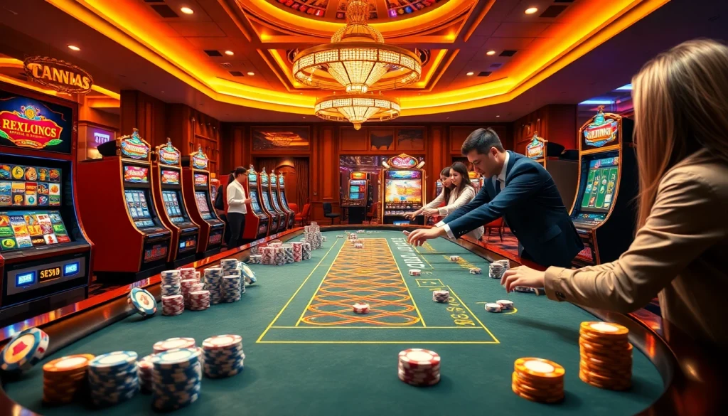 Engage in thrilling gameplay at ok8386.com with vibrant casino tables, exciting slot machines, and enthusiastic players.